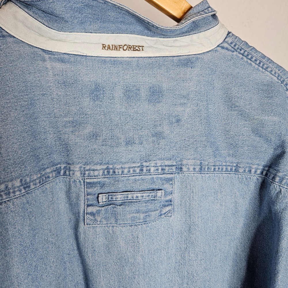 Rainforest Denim Safari Shirt Mens XL Vintage Utility Outdoor Cotton Button Down - Picture 4 of 8